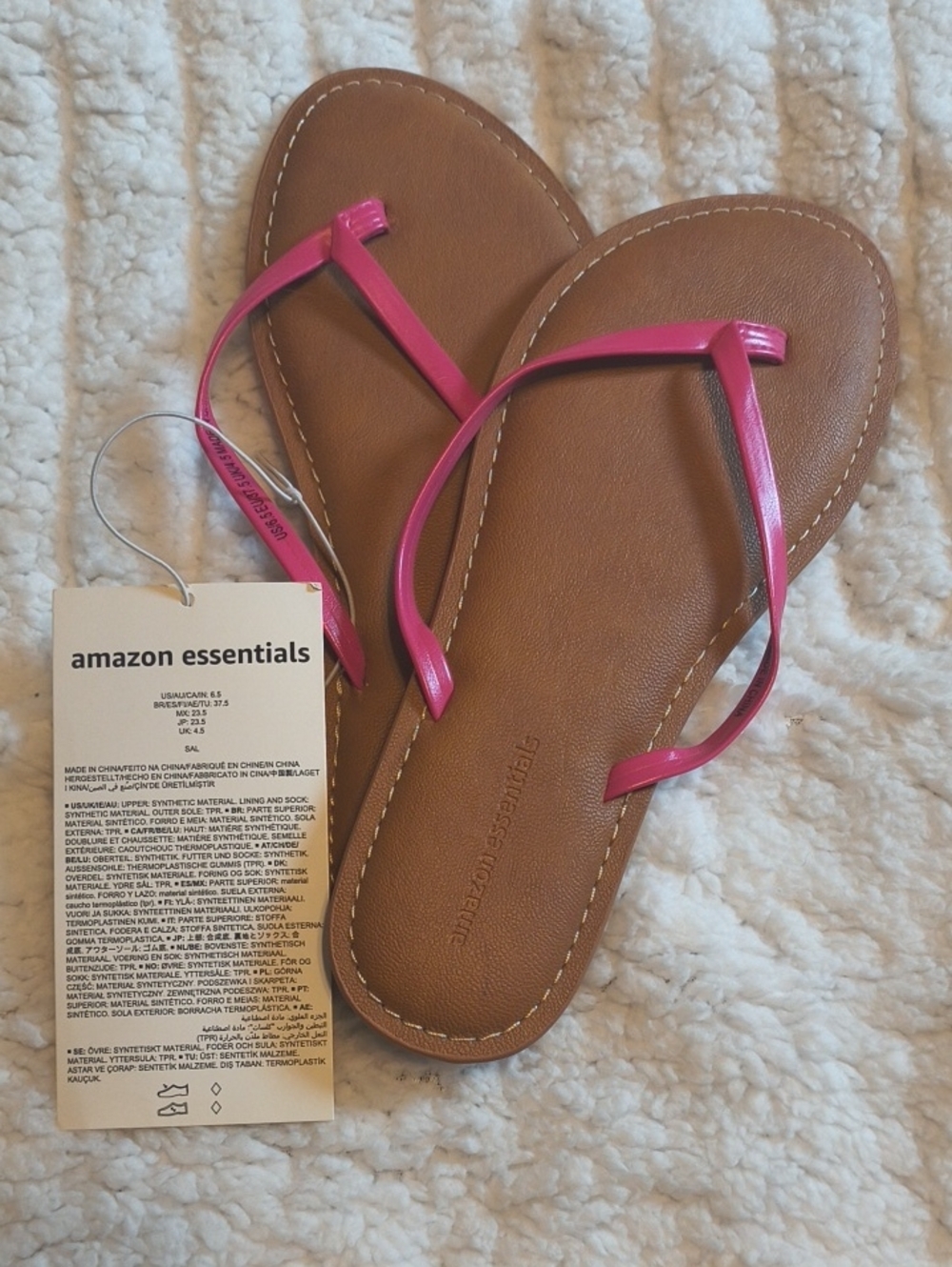 Amazon Essentials Women's Brown Sandals with Pink Straps